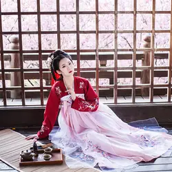 Новое китайское платье Hanfu женское платье Тан традиционный старинный китайский костюм для женщин Китайский народный танец китайский