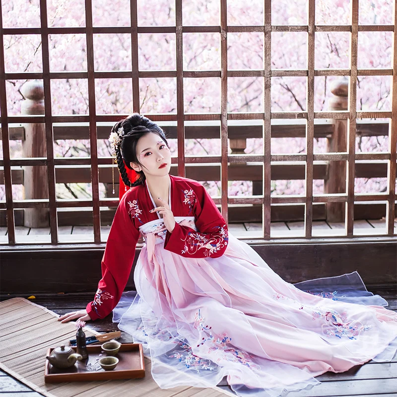 Новое китайское платье Hanfu женское традиционное Тан старинная Китайская одежда