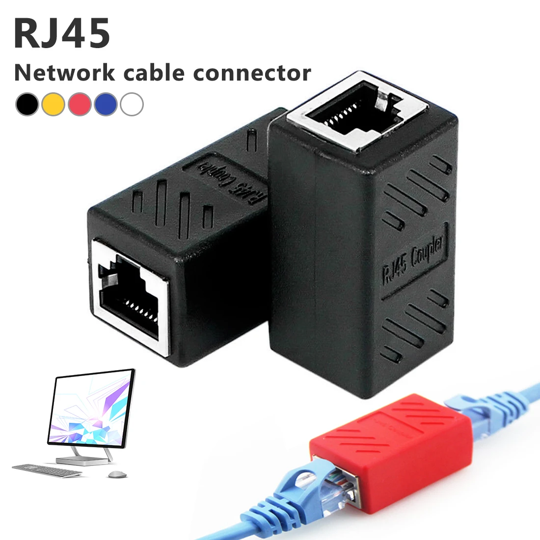 

RJ45 Female To Female Network Ethernet LAN Connector Adapter Cable Extender in-Line Coupler High Speed Plug Multicolor