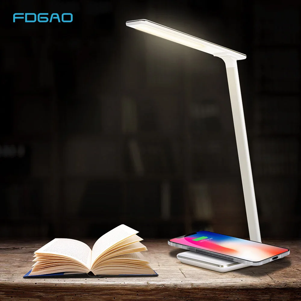 FDGAO LED Table Night Lamp USB Wireless Charging Pad Qi