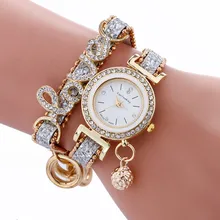 Montre ファム女性の腕時計新ファッション革ブレスレットダイヤモンド高級梨花腕時計 2019 新 relojes パラ mujer(China)
