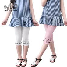 Розничная От 3 до 10 лет летние детские штаны из чистого хлопка Серьги вышитые вишни штаны для девочек