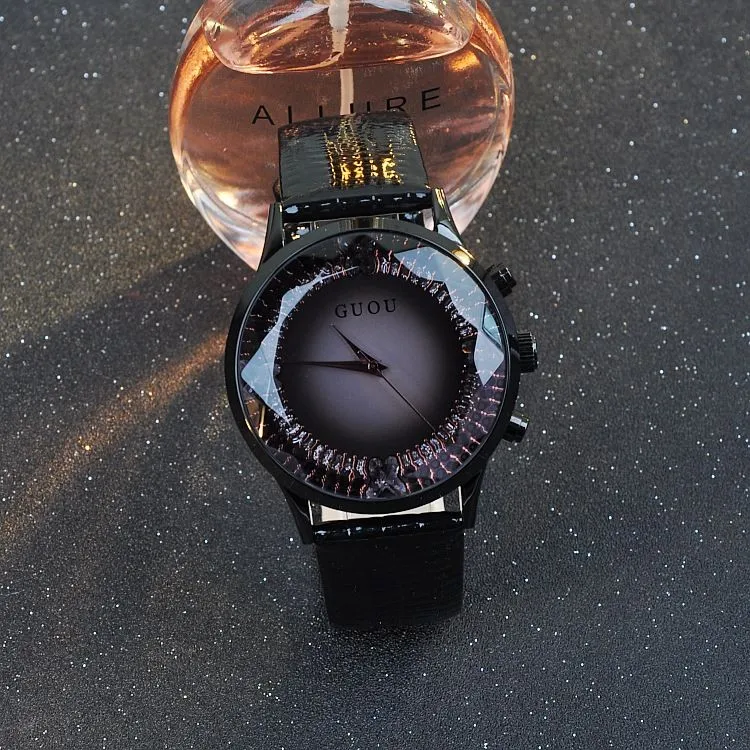 GUOU часы женские Топ Роскошные модные кварцевые часы женские наручные часы из натуральной кожи с бриллиантами Женские часы saat relogio feminino