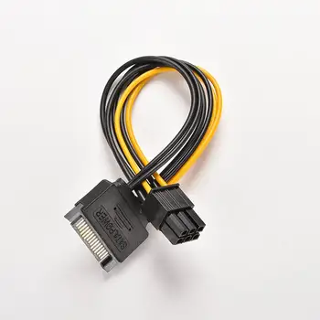 

1PC 15 Pin SATA Male to 6 Pin PCI-Express PCI-E Graphics Card Power Adapter Cable PC Video Card PSU Wire Cord Converter 20cm