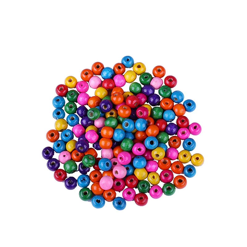 

10mm 150pcs Color Round Solid Wood Beads Color Large Hole Wood Beads Mixed Wood Beads Paint Color For Jewelry Making Beads