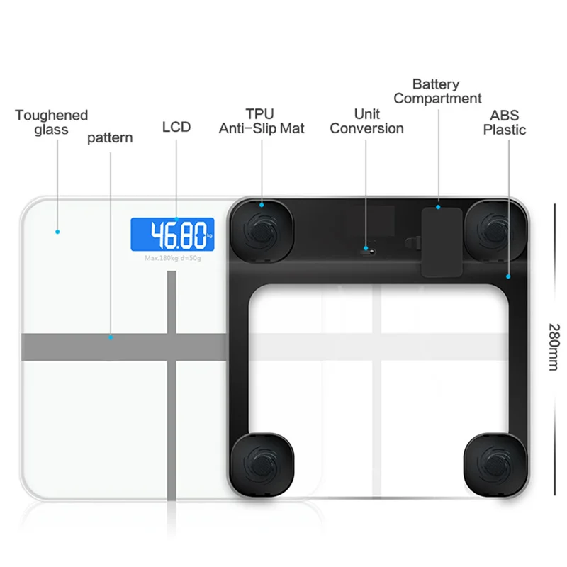 Gason (A1) ванная комната весы напольные Smart бытовые электронные цифровые Средства ухода за кожей ожирения ЖК-дисплей разделение Дисплей