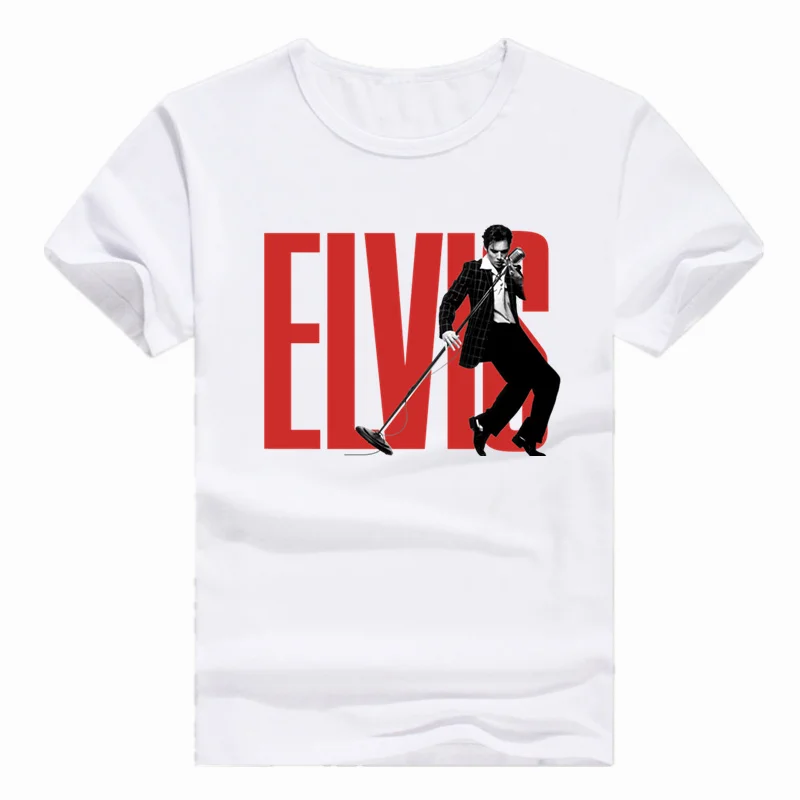 

Asian Size Print Elvis Presley King of Rock T-shirt Short sleeve Summer Casual O-Neck Tshirt For Men And Cotton O-Neck