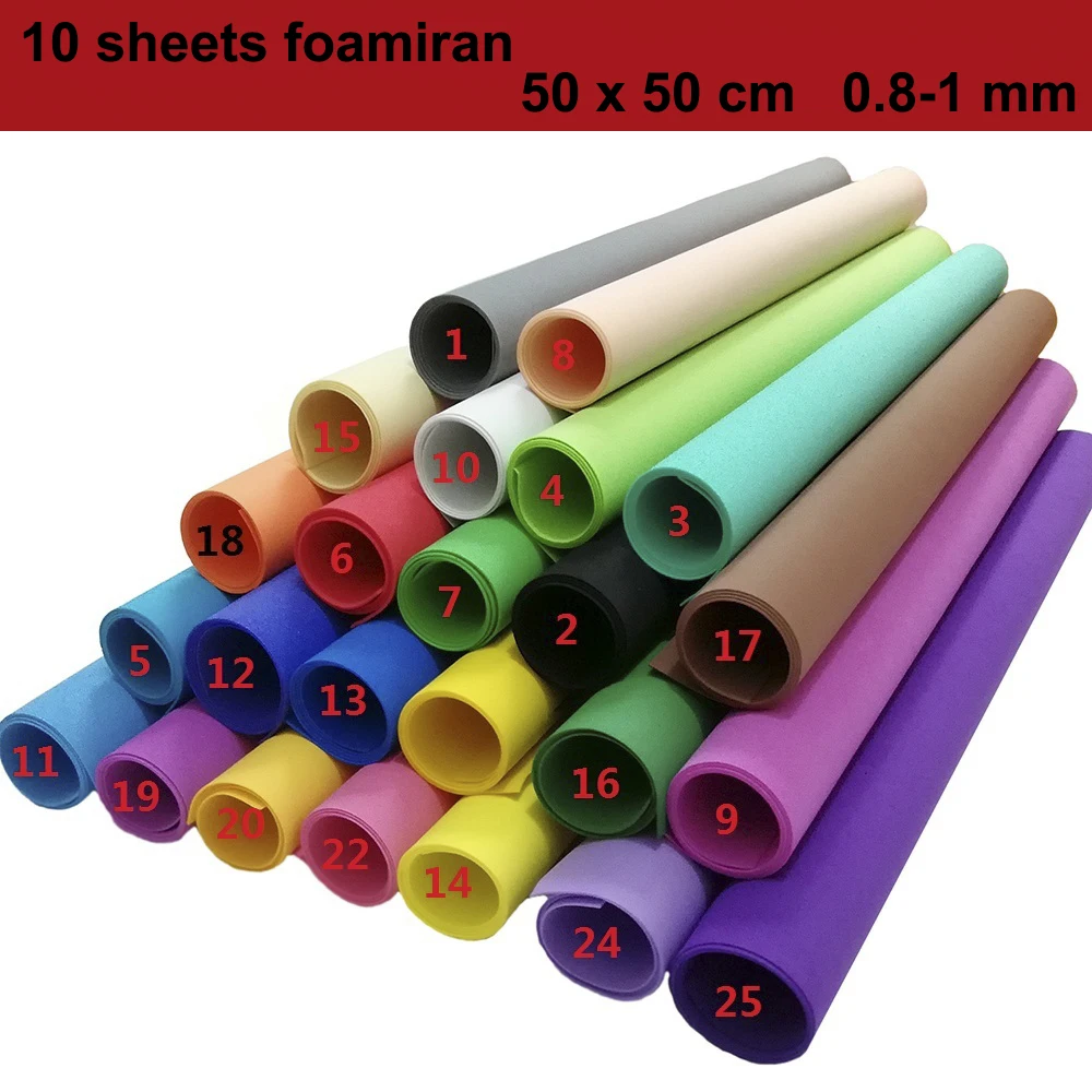 10 листов пенопластовая бумага 50x50 см Foamiran 1 мм EVA для рукоделия материалы губчатая
