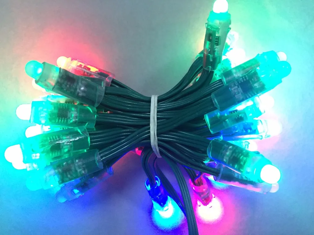 50 шт. 12 мм WS2811 led Смарт пиксельный узел с Зеленая проволока (20AWG) класс IP68|ip68 led|ip68