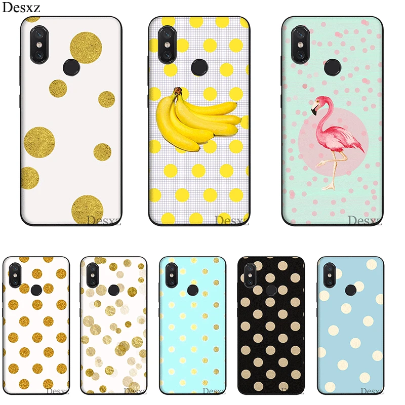 

Mobile Phone Case For Xiaomi Mi MAX 3 6 8 A2 Lite A1 A2 5X 6X F1 9 SE Silicone Cover Gold Polka Dots Bag Shell Casing