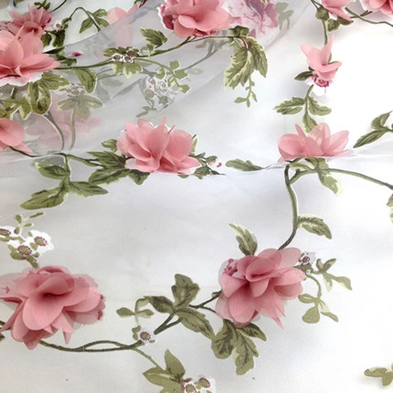 FFLACELL-1Yard-Pink-Chiffon-Floral-Applique-Lace-Material-For-Dress-Wedding-Fabric-Organza (1)