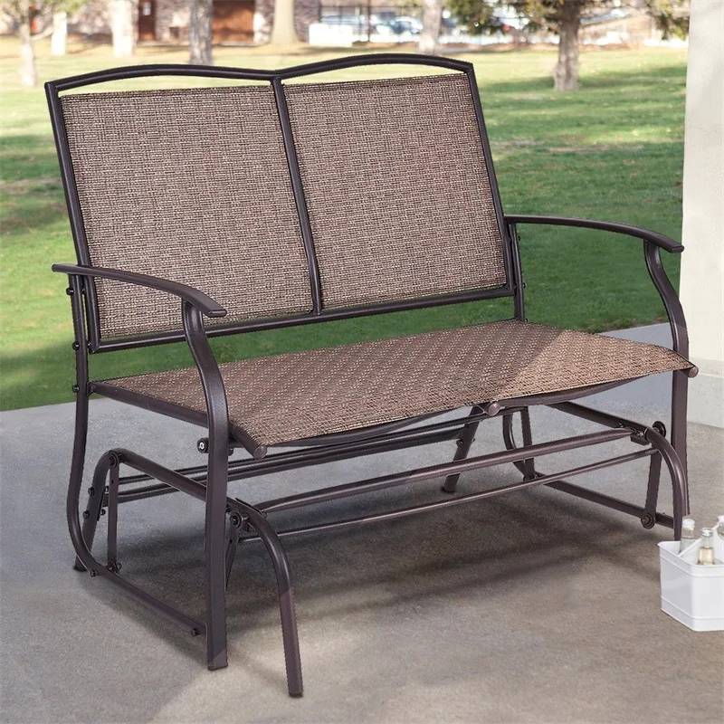 

Simple Functional Stylish Patio Glider Rocking 2 Person Outdoor Bench Patio Furniture Offers comfortable and relaxation