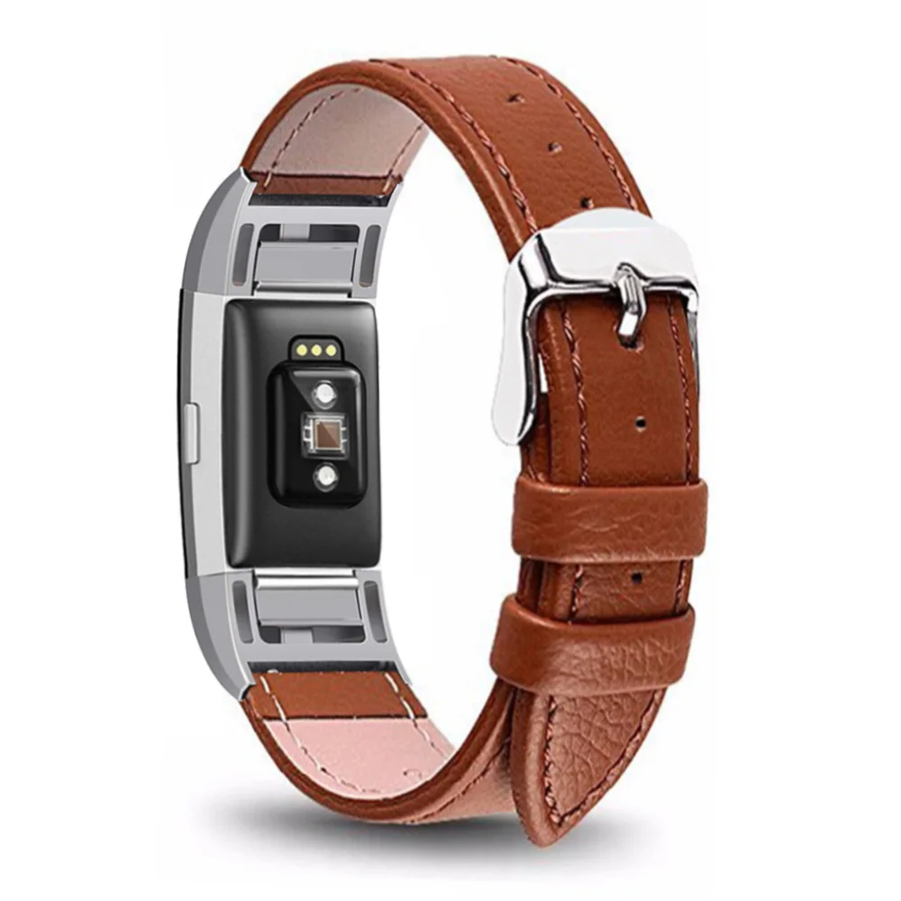 Цветной кожаный ремешок для смарт-часов для Fitbit Charge 2, сменный ремешок для наручных часов, для браслета Fitbit Charge 2, умные аксессуары - Цвет: Light Brown