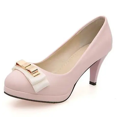 

Size 35-39 platforms high heel pump shoes for woman pink beige sweet bow DS178 ladies office pumps shoes wedding party pump