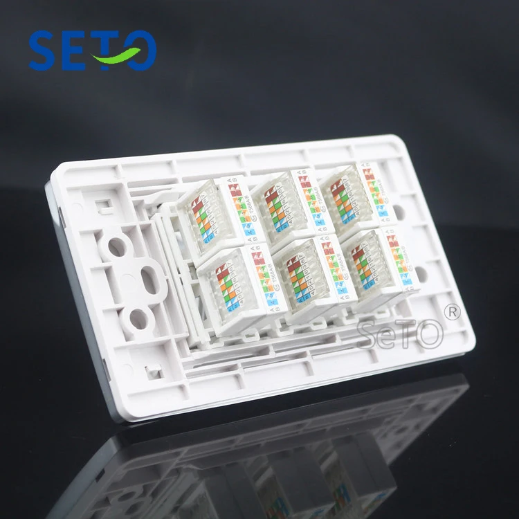 SeTo 120 Type 6 портов RJ45 Cat5e сетевая Lan панель настенная розетка Keystone Лицевая