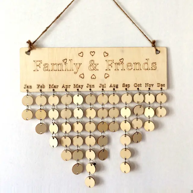 Wooden Birthday Calendar Hanging Board DIY Family Friends Calendar ... Wooden Birthday Calendar Hanging Board DIY Family Friends Calendar ...