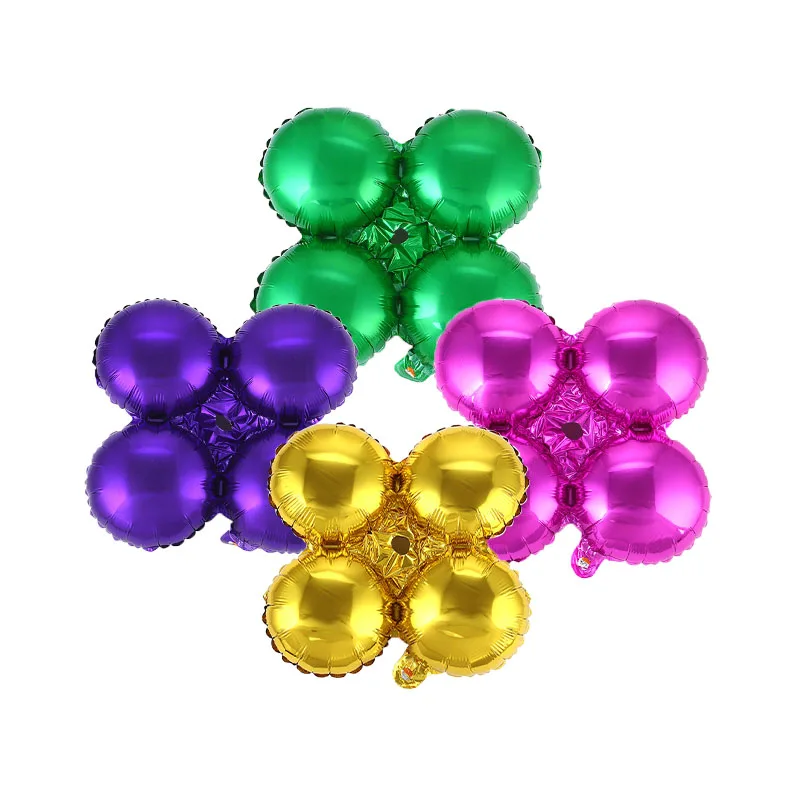 5pcs Four Petals Leaf Round Clover Foil Balloons DIY 18 inch Aluminum