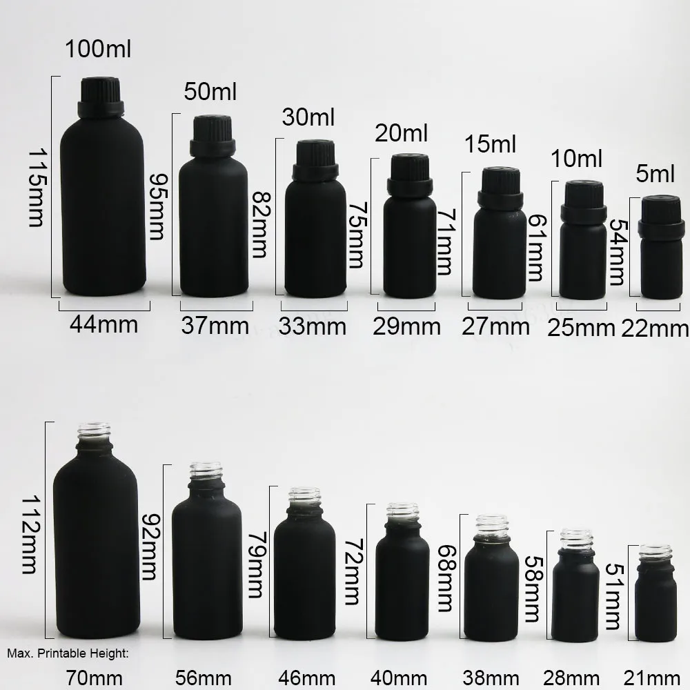 5 мл 10 мл 15 мл 20 мл 30 мл 50 мл 100 мл Маленький Пустой Блестящий Матовый Черный Бостон круглый контейнер стекло Essential бутылка для масла 20 шт