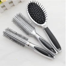 Серебристая и черная расческа высокого качества для волнистых вьющихся волос, расческа для ухода за волосами, круглая расческа для подушек