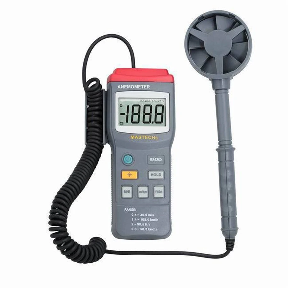 

MASTECH MS6250 Digital Anemometer Air Velocity Wind Speed Meter Gauge Tester w/ LCD Backlight