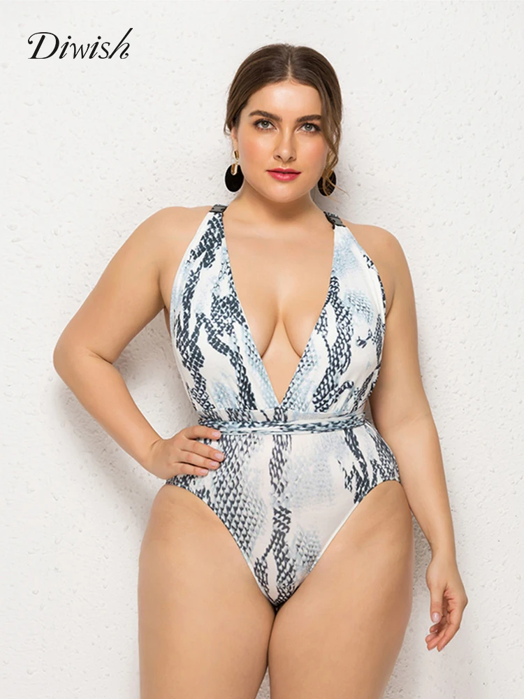 

Diwish Plus Size Swimwear Women Sexy One Piece Swimsuit 2019 Printed Summer Bathing Suit Bodysuit Monokini Swimming Suit