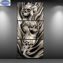 Пользовательские алмазов картина вышивки крестом, 5D алмазная вышивка череп, полный, 3D Алмазная мозаика узор, бисером живопись, хобби, подарок, 3 шт