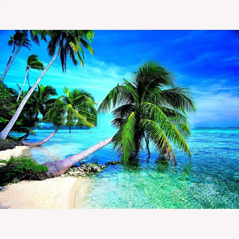 

5D DIY Diamond Painting Seaside scenery Cross Stitch Diamond Embroidery Landscape Full Round rhinestones Christmas gift