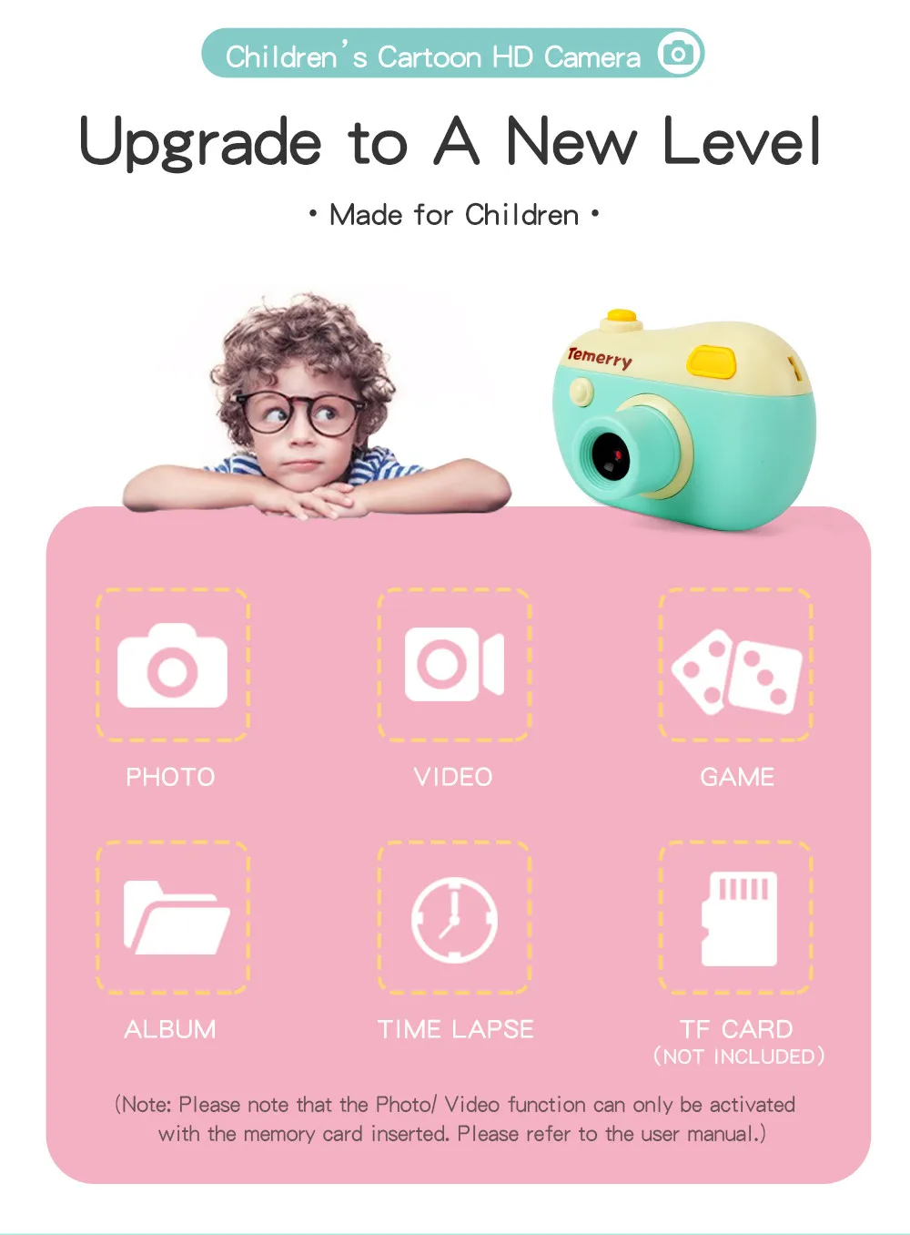 Игрушечные камеры 2019 новая JJR/C V01 Детская Цифровая камера 8MP 2,0 HD видеокамера с экраном с играми подарки 7,4
