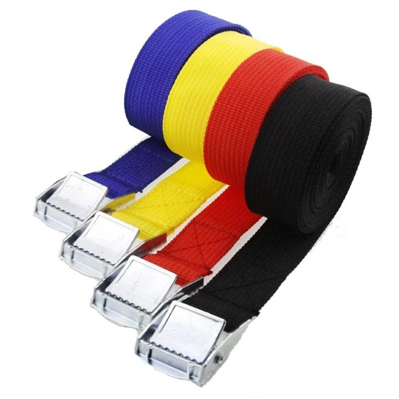 

1M 2M 3M 5M*25mm Car Tension Rope Tie Down Strap Strong Ratchet Belt Luggage Bag Cargo Lashing With Metal Buckle