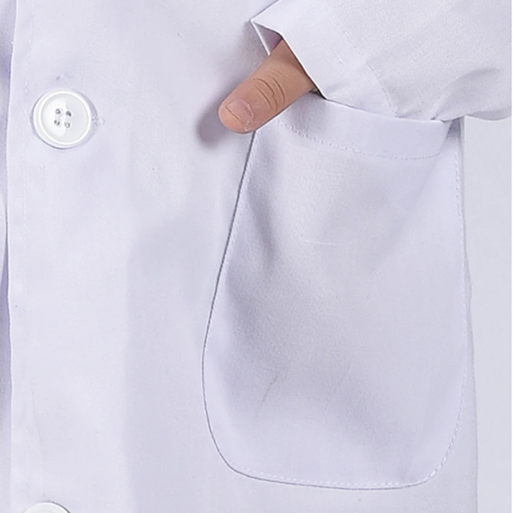 Белая лабораторная куртка для девочек; детская хлопковая медицинская Униформа с длинными рукавами и карманами; одежда для медсестер; дышащая летняя одежда унисекс; Лидер продаж