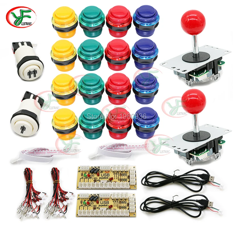 

2 Player Kit Arcade SANWA Joystick Controller USB To PC Mame Classic Push Button