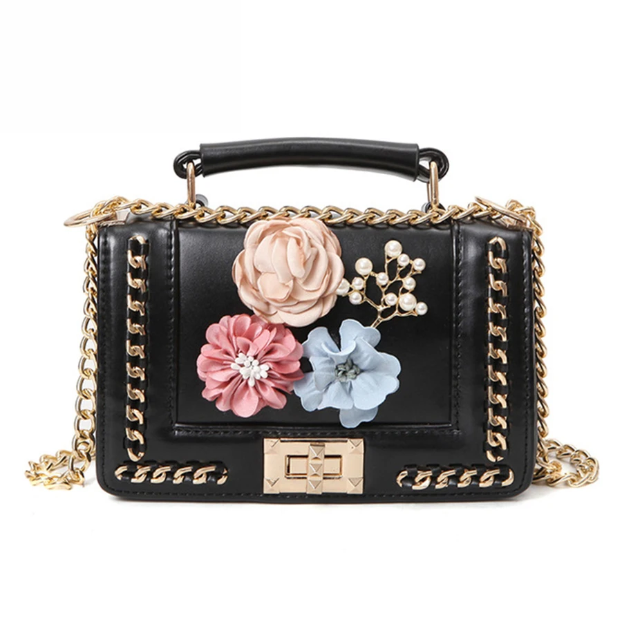 Women 3D Floral Mini Handbags Ladies Famous Brand Luxury Chains Shoulder Bags Female Shopping Crossbody&Messenger Bag Ladies Bag