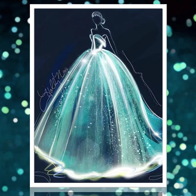 

5D diy Diamond Painting Cross Stitch Illusion Dream Bride Dress Full Square&Round Rhine Stone Wedding Bedroom Decoration