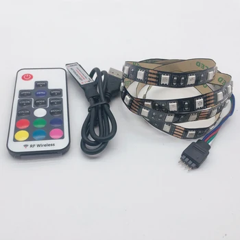 

USB Strip LED Light PC 5 V RGB 5050 5V 1M 60Led/M USB 3 Mini 17 Key Controller Led Strip Waterproof Tape Diode Lamp TV Backlight