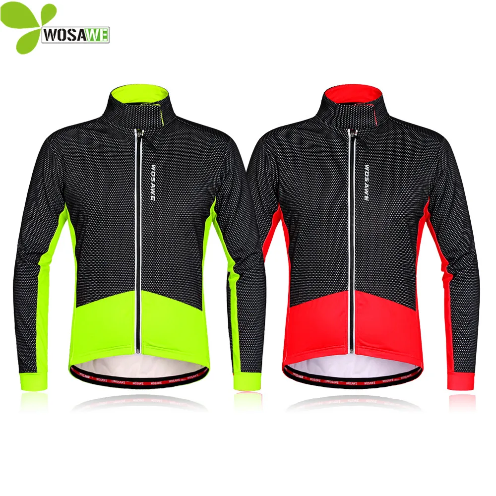 WOSAWE Thermal Cycling Jacket Winter Warm Bicycle Clothing Windproof Soft shell Coat MTB Reflective Cycling Jackets WOSAWE Thermal Cycling Jacket Winter Warm Bicycle Clothing Windproof Soft shell Coat MTB Reflective Cycling Jackets