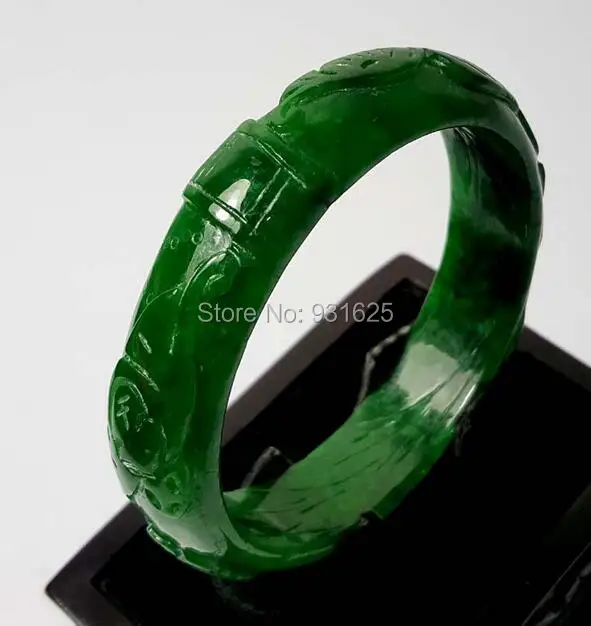  Natural Green Jadeite Flower Engraved Handmade Bangle Green Jade Woman's Bracelet Gift Bangles + certificate 58-62mm 