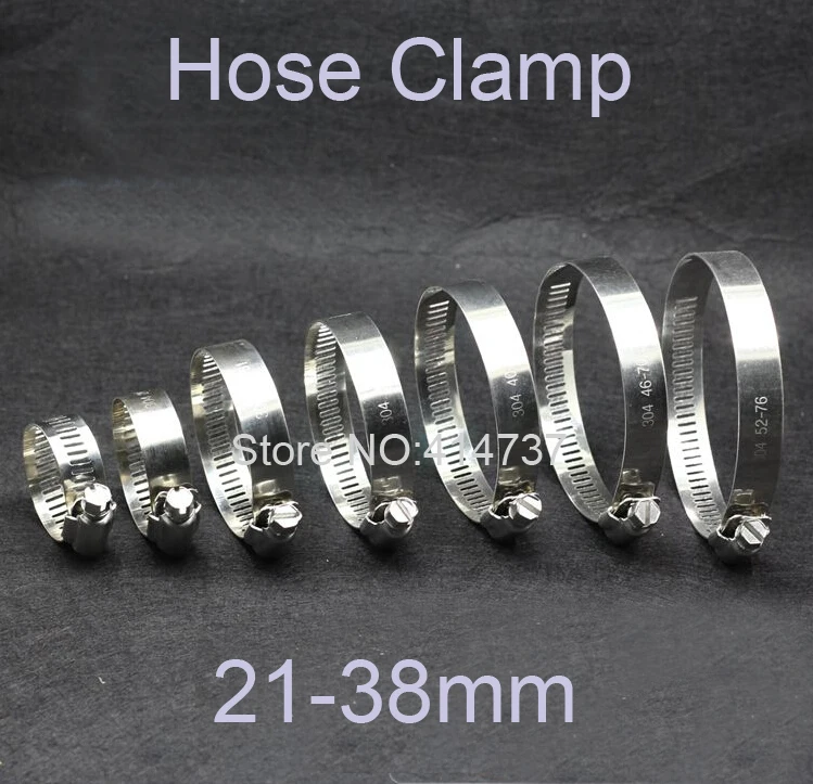 

20pcs/lot High Quality 21-38mm American hose Clamp Stainless Steel 304 Hose Hoop Pipe Clamp