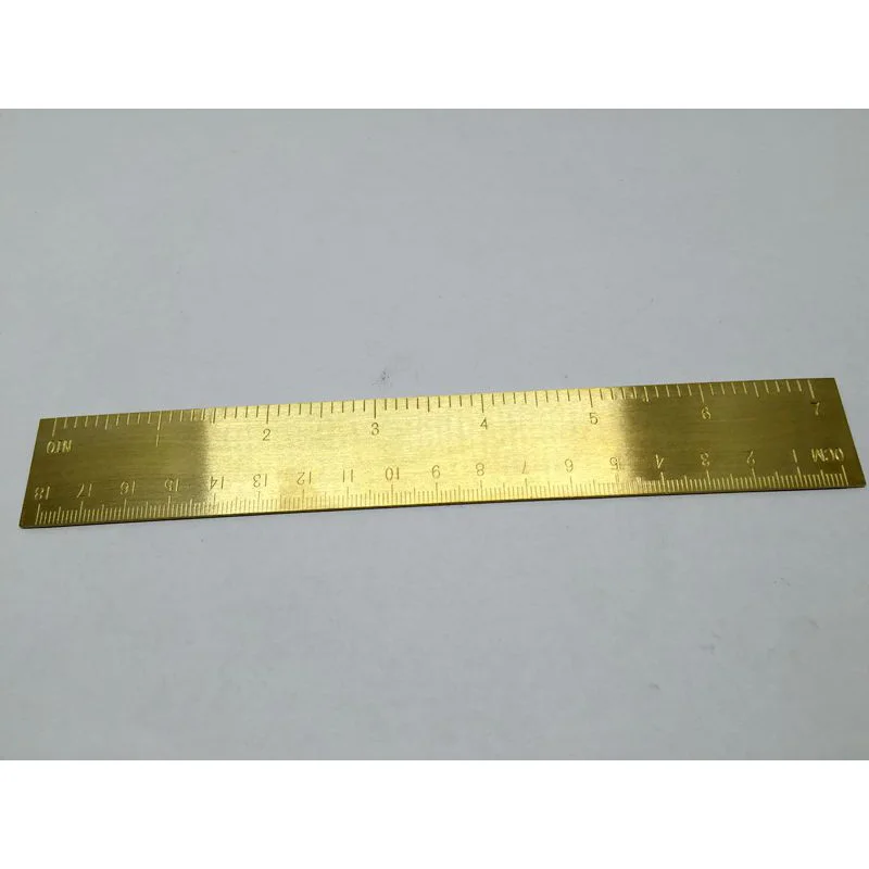 

MINI Vintage Brass Handmade Straight Ruler School Copper Metal Bookmark EDC Tools CM Inch Dual Scales 18CM 65g