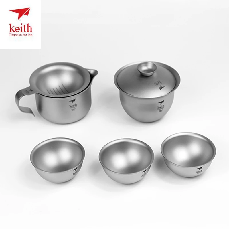 

Keith Titanium Kung Fu Tea Set Outdoor Camping Teapot Teacup Gaiwan Chinese Tea Set Ceremony Ultralight Only 225g Ti3910