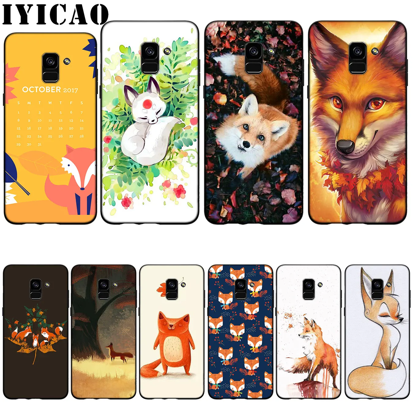 

IYICAO Fox In Autumn leaves forest Silicone Soft Case for Samsung Galaxy A6 Plus A9 A8 A7 2018 A3 A5 2016 2017 Note 9 8