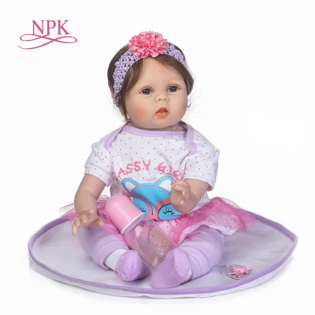 NPK 55cm Soft Body Silicone Reborn Baby Doll Toy For Girls NewBorn Girl
