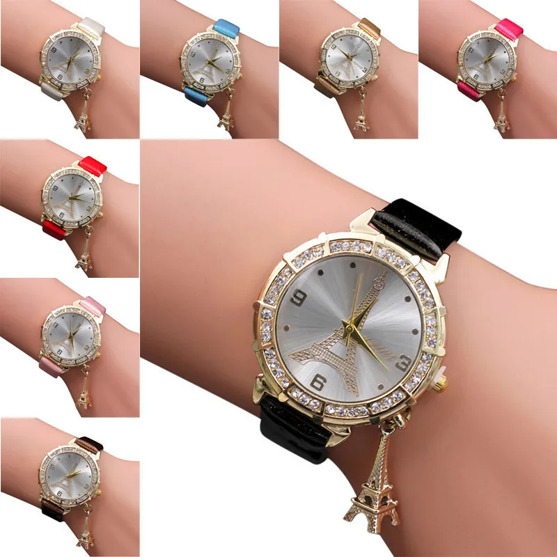 

Women Watch Quartz Wrist The Eiffel Tower Rhinestone pendant Wrist Watch