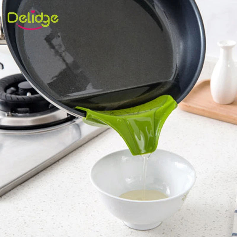 

Delidge 1 pc Kitchen Pour Funnel Pot Clip Food Pouring Deflector Silicone Pouring Spout For Pans Bowls Pour Soup Deflector