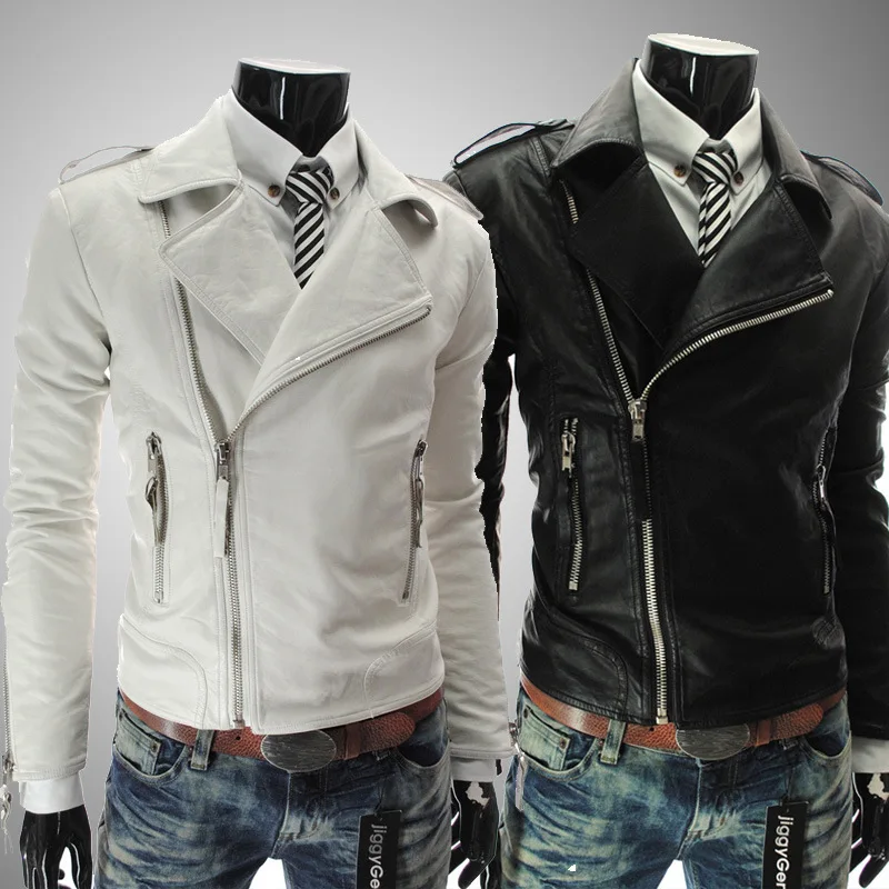 chaqueta de cuero blanca hombre