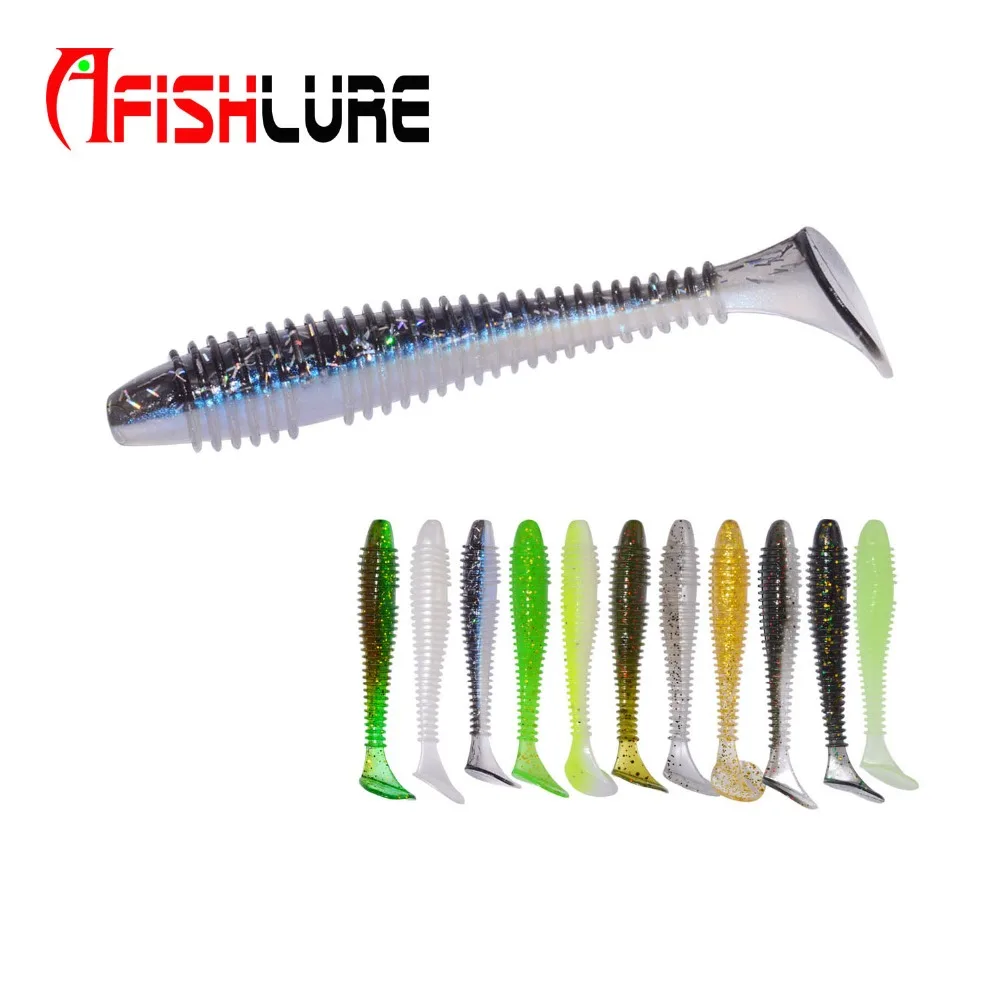Afishlure Мягкая приманка червь свимбейты для рыбной ловли Т образный хвост мягкий 55