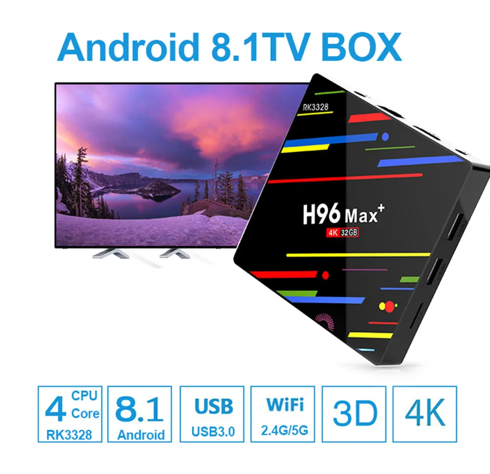 H96 MAX plus Android 8,1 ТВ-бокс на Rockchip RK3328 4 Гб ОЗУ 32 Гб 64 Гб apoyo H.265 UHD wifi BT 4 K H.265 телеприставка медиаплеер