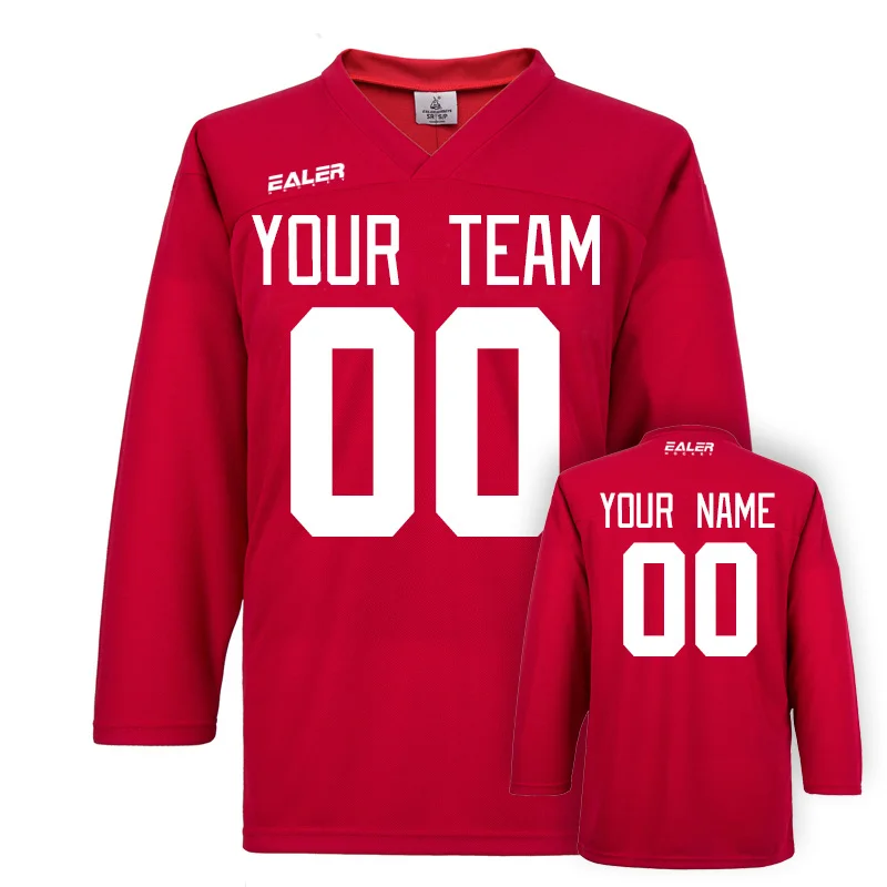 Крутые хоккейные футболки для тренировок с вашим именем, номером и именем команды, разноцветные - Цвет: Красный