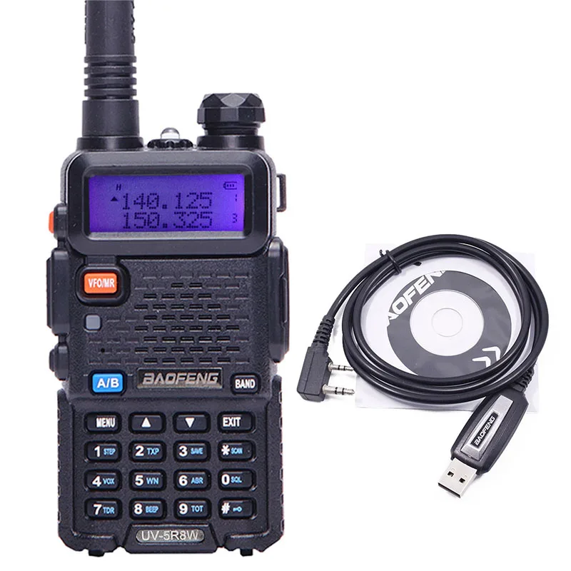 Baofeng, UV-5R, 8 Вт, высокая мощность, 10 км, ранг, УКВ, Двухдиапазонная рация, портативная, двухсторонняя радиостанция CB, радио UV 5R, трансивер - Цвет: add usb cable