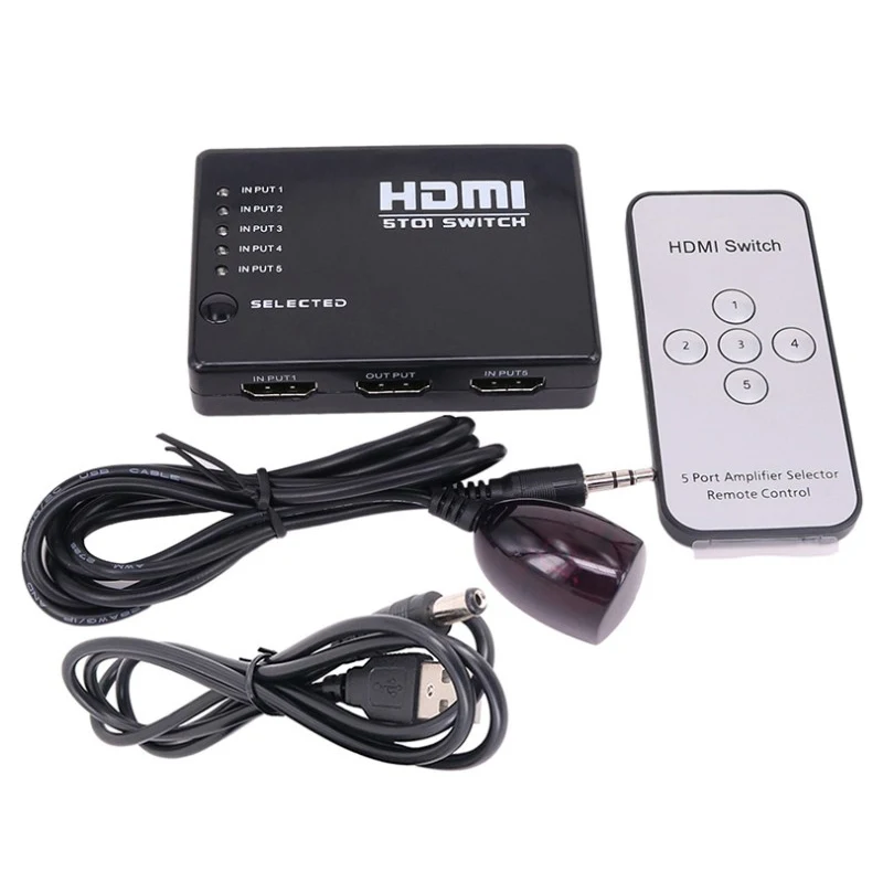 

HDMI HUB 5 Ports 1080P Video HDMI Switch Switcher HDMI Splitter 5x1 with IR Remote splitter box for HDTV DVD PS3 projector