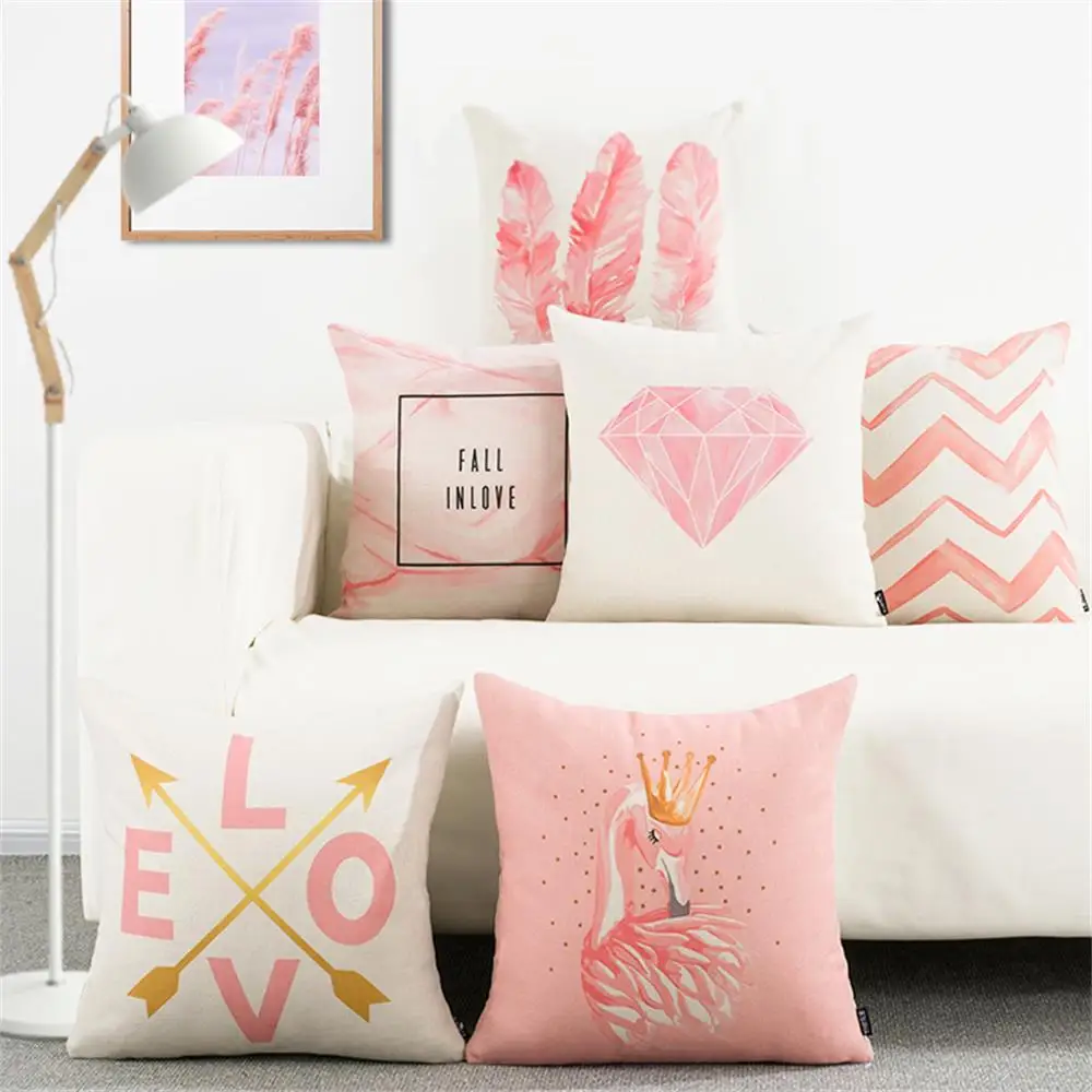 Pink Girlish Cushion Cover Decorative Throw Pillow Cover Case for Sofa